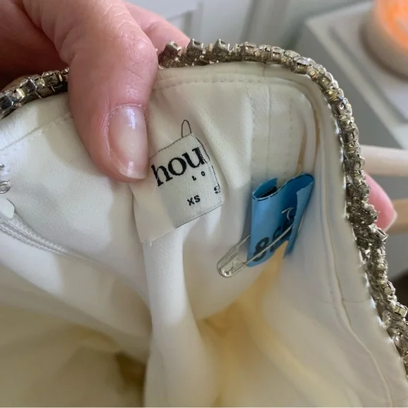 Ivory satin crystal strapless dress - Picture 9 of 9